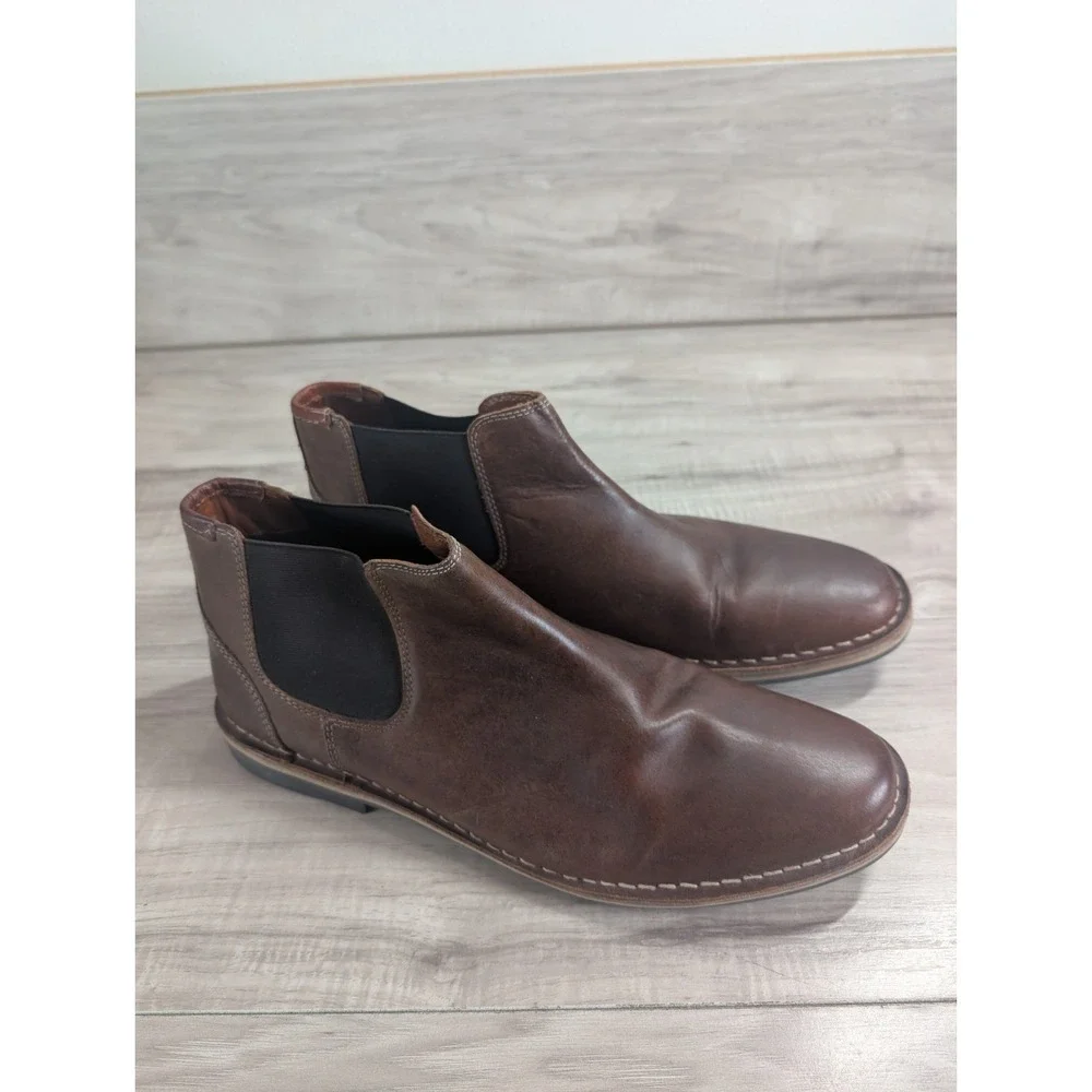 Steve Madden Style P-insist 982 Men Leather Chelsea Ankle Shoes Sz. 12 Pull On